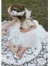 Tulle Straps Ivory Cotton Tea Length Flower Girl Dress